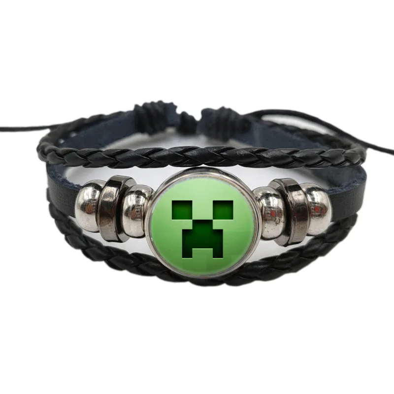 Игра Minecraft мультфильм Creeper браслет из искусственной кожи аниме мода 18 см косплей с