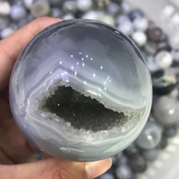 natural crystal hole clear agate sphere crystal stone reiki healing crystal stone home decorated high quality stones sphere