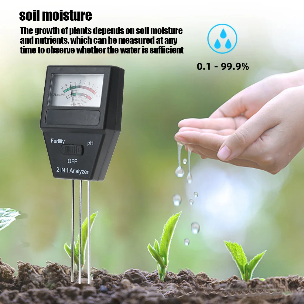 

2in1 PH Meter Soil Moisture Acidity Tester with 3 Probes Garden Bonsai Fertility Nutrient Meter Instrument Tool