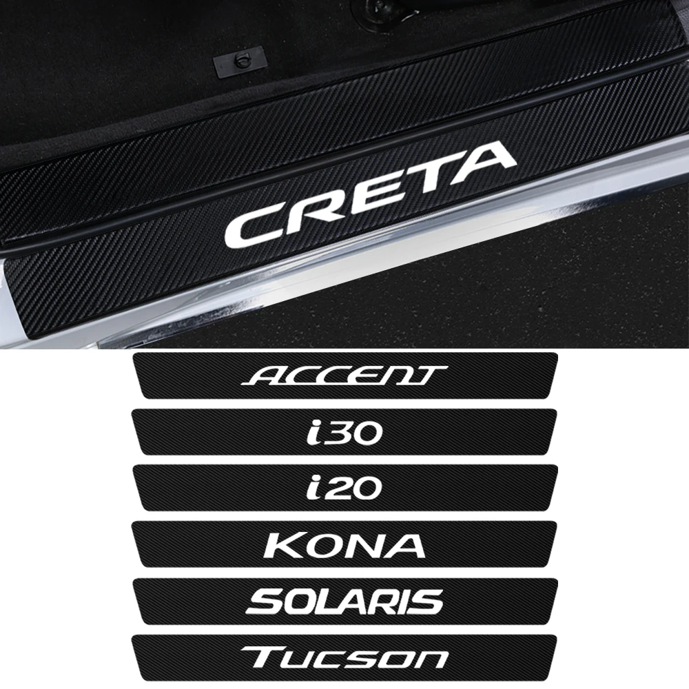 4X Car Door Threshold Sill Protector Auto Accessories Sticker For Hyundai KONA SOLARIS CRETA ACCENT TUCSON I20 I30 2021 2022 - купить по