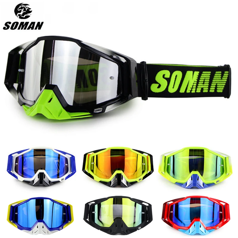 SOMAN Motocross Goggles UV Resistant Downhill Motocross Glasses Dustproof Cross Glasses Bike Goggles Off Road Motorcycle Gafas