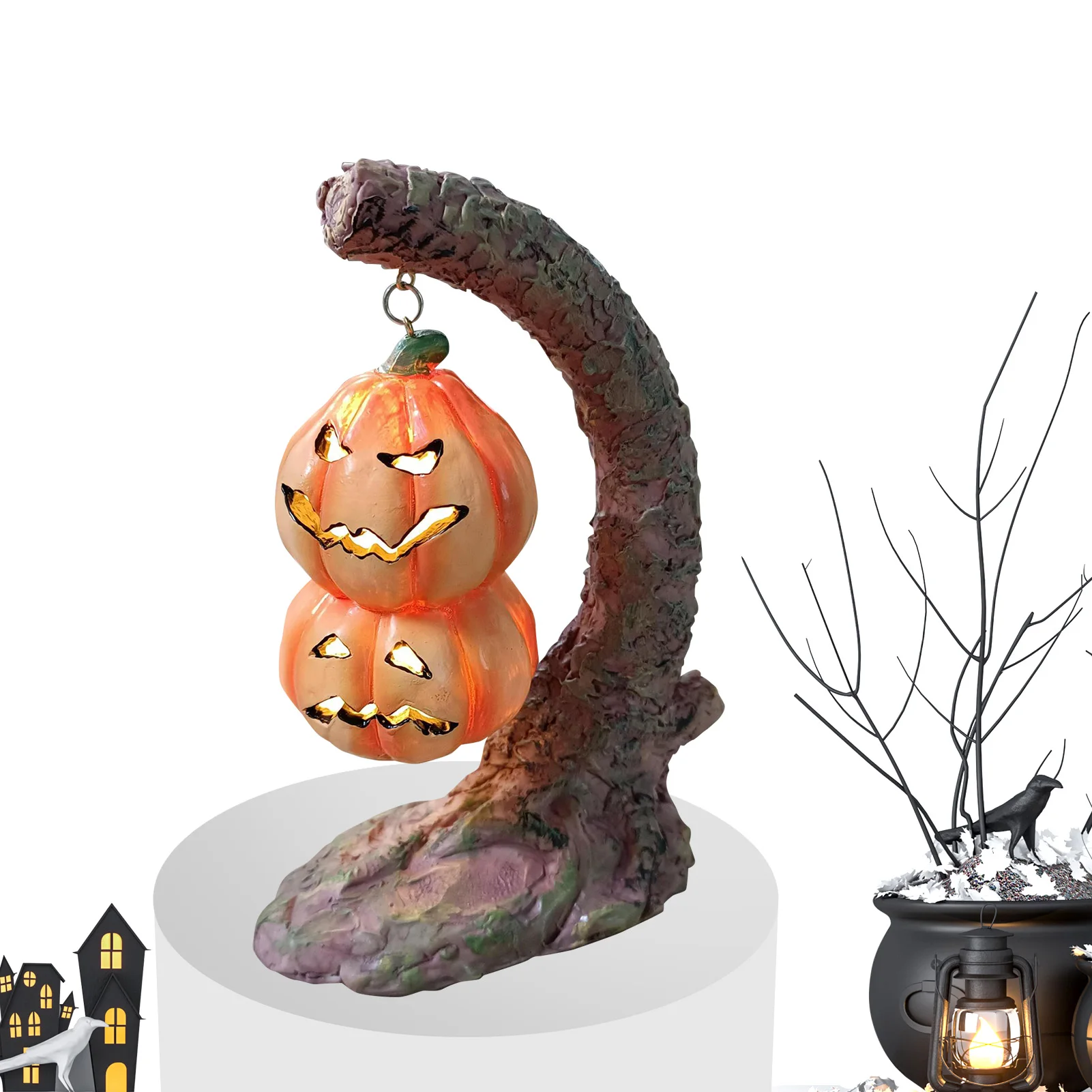 

Высокие полимерные тыквы, высокие полимерные тыквы или летучая мышь, украшения на Хэллоуин, искусственное украшение с батареей, мертвое дер...