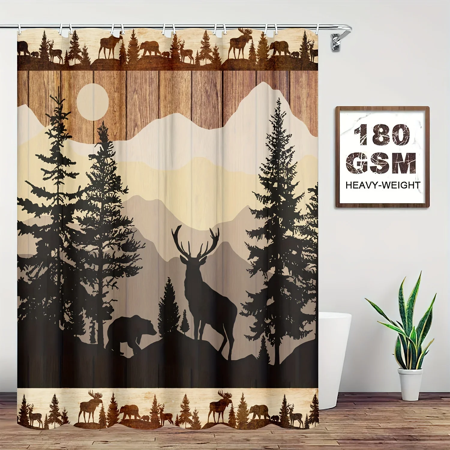 Очаровательная душевая занавеска с лесными животными-водонепроницаемая прочная