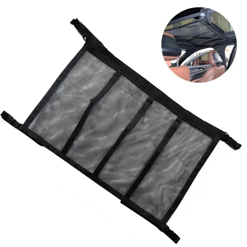

Car Ceiling Storage Net Pocket Car Roof Bag Net Pocket Interior Cargo Net Mesh Bag Auto Stowing Tidying Interior Accessories