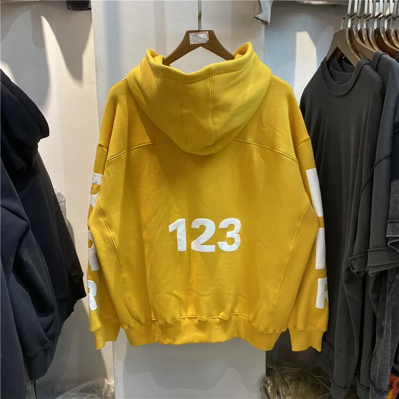 

Printing High Quality Foam Vintage RRR123 Hoodie Men 1:1 Black Red Yellow Casual Heavy Fabric Fashion Women Pullover