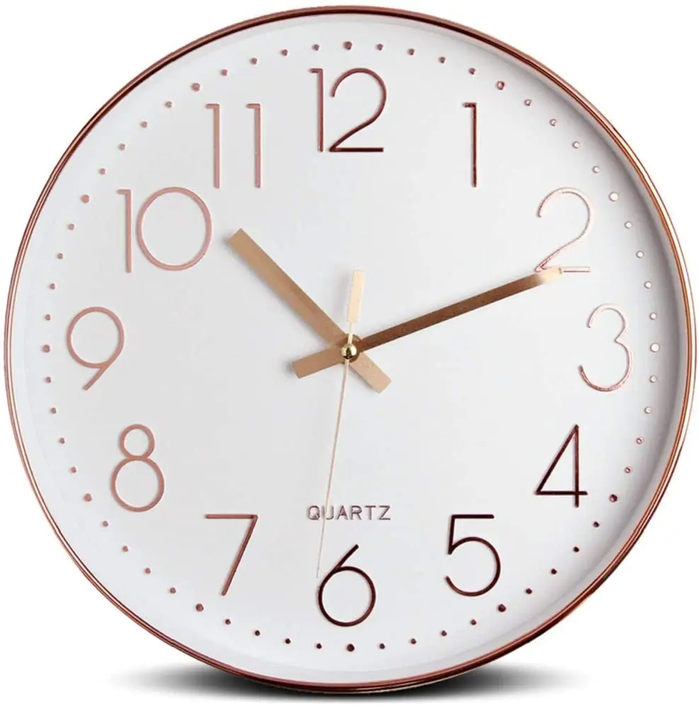

12 Inch Wall Clock Rose Gold Nordic Wall Watch Living Room Bedroom Silent Quartz Clocks Household Decor Horloges Creative
