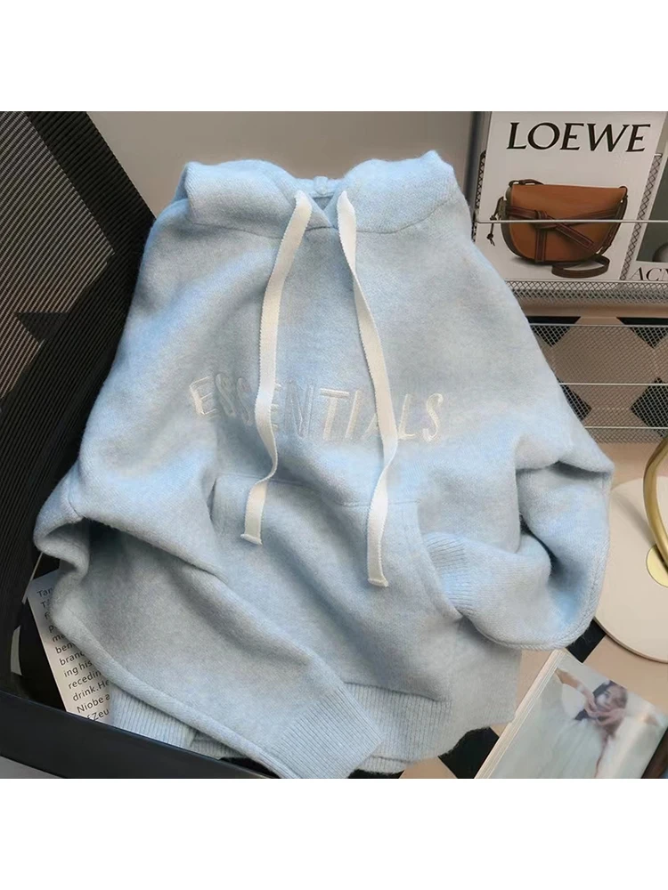 

Women Autumn Winter New Drawstring Lace Up Harajuku Sweatshirts Lettered Printing Long Sleeve Hoodies Oversize Female Pullover