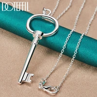 doteffil 925 sterling silver 16 30 inch chain round key pendant necklace for woman man fashion wedding engagement party jewelry