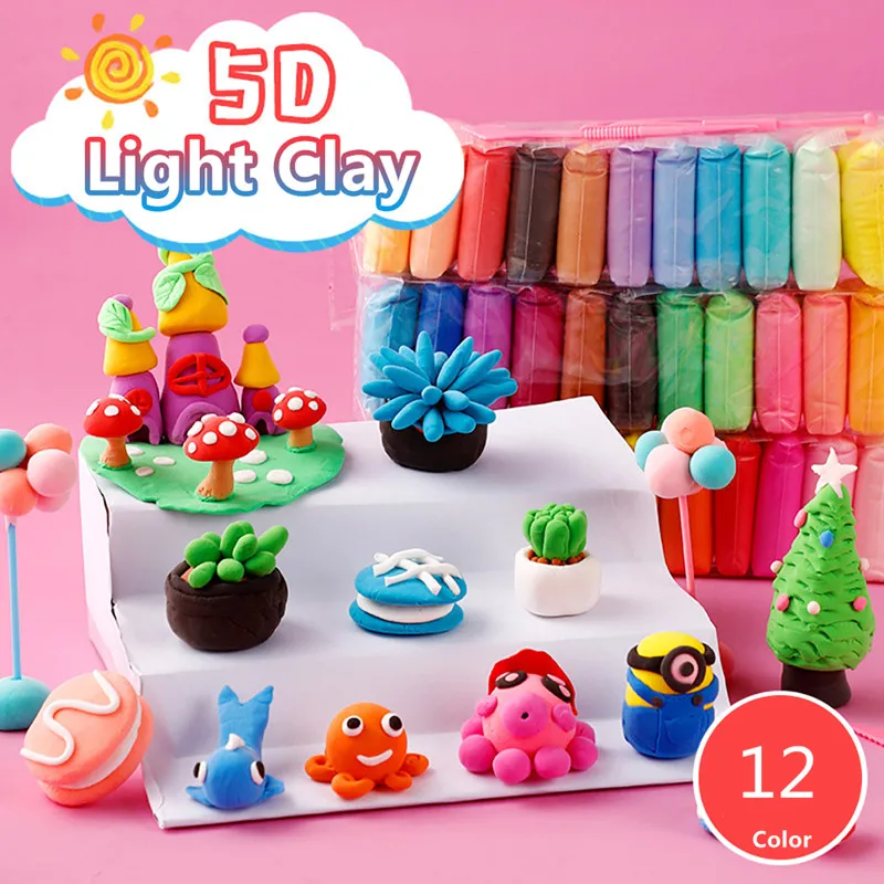 

12 Colors Polymer Light Clay Slime Fluffy Soft Plasticine Toy Modelling Clay Playdough Slimes Toys DIY Creative Clay Kids Gift