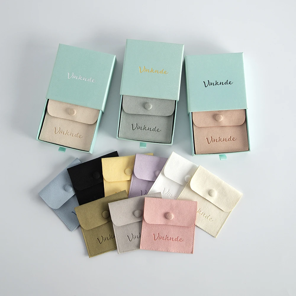 Luxury Gift Boxes Package Pouches Custom Logo Paper Jewelry Packaging Box for Earrings Rings Bracelet Pendant Gift Button Bags