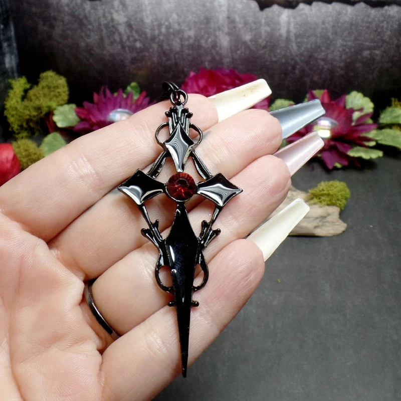 

New-Gothic Vintage Cross Pendent Necklace for Women Men Black Cool Street Style Necklace Goth Hip Hop Jewelry Gift Wholesale