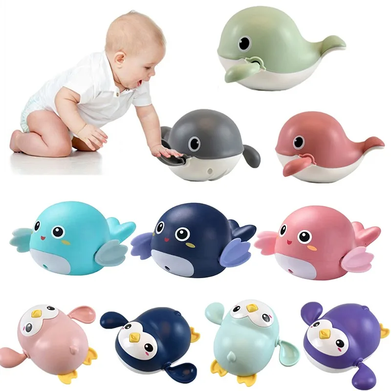 

Bath Toys Baby Water Chain Clockwork Cute Cartoon Animal Tortoise Infant Swim Penguin Fish Wound-Up Kids Beach Water Bath Toy