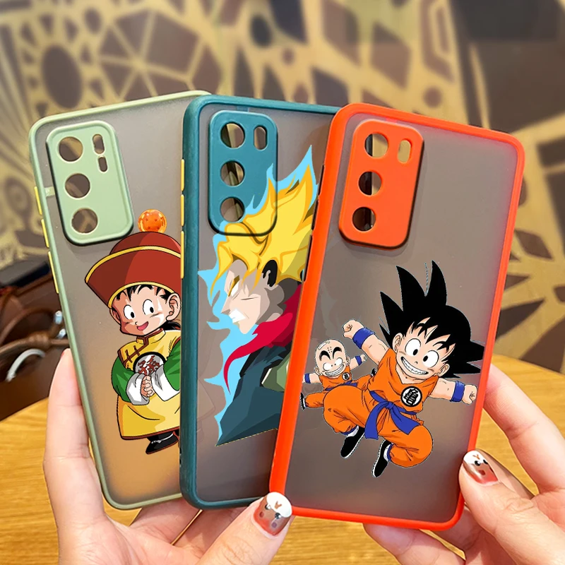 

Anime Dragon Ball Boy For Huawei P50 P40 P40 P30 P20 Mate 40 20 10 Nova 8 3i 2i Frosted Translucent Phone Case Fundas Cover Capa