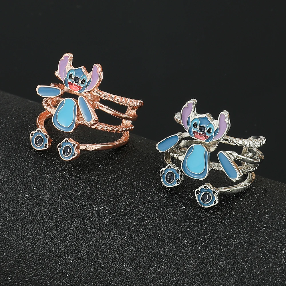 Регулируемые Открытые Кольца для женщин мультяшный милый стежок смешные