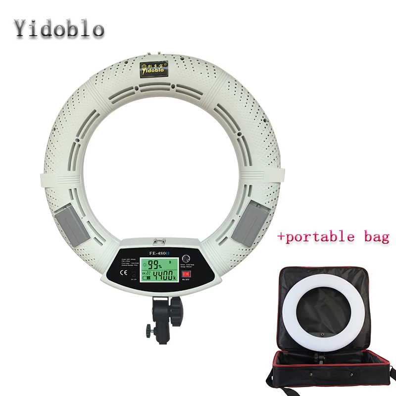 

Yidoblo FE-480II White Photo Studio LED Ring Light + Portable Bag LCD Screen Lamp RC Photographic Lighting 5500K 480LED Lights