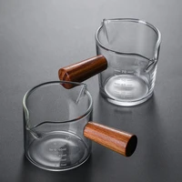 espresso measuring cups with wooden handle double spouts measuring triple pitcher milk cup espresso shot glass with scale