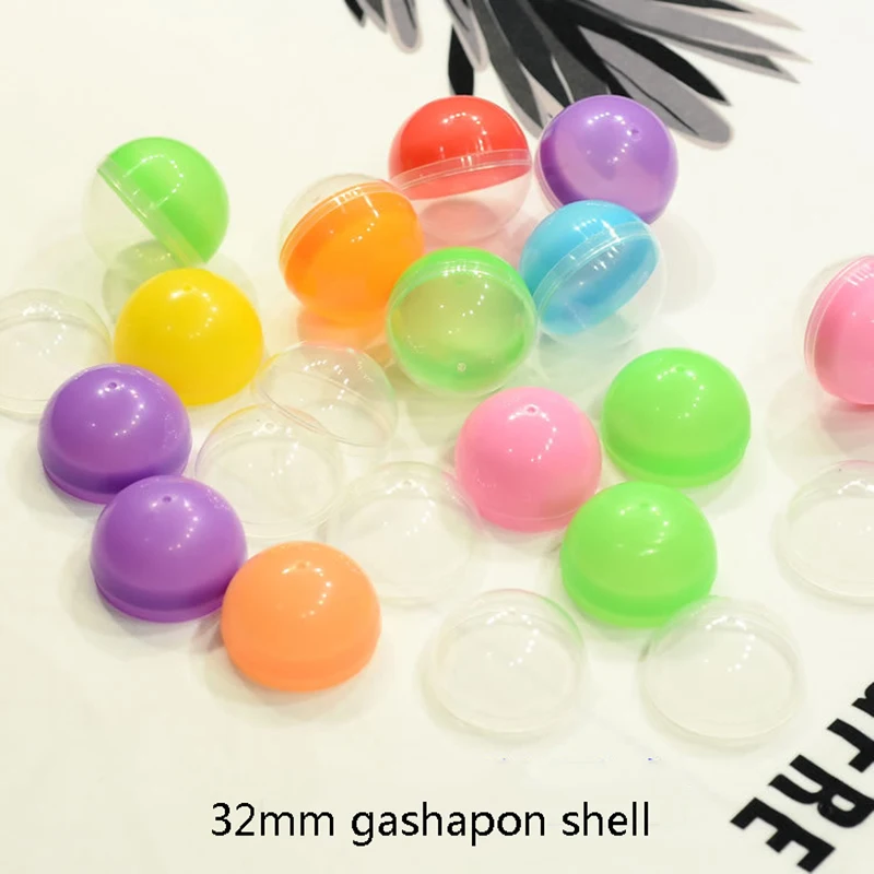 

100Pcs 32mm Half Color Round Ball Empty Toy Vending Capsules Half Clear Balls PP Empty Toy Vending Capsules Whosales Kids Gifts