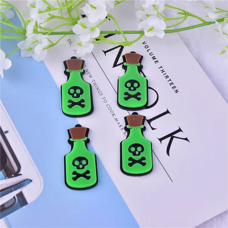 10 шт./упак. ядовитая бутылка Череп акриловые подвески серьги брелок ожерелье