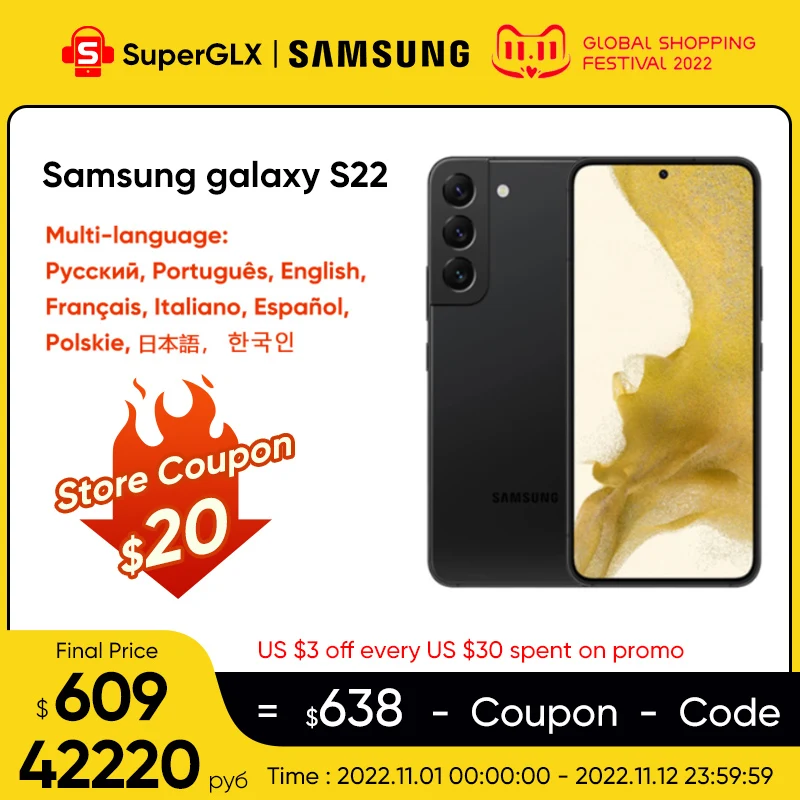 Tanie Oryginalny Samsung Galaxy S22 5G Smartphone Qualcomm SM8450 Snapdragon 8 Gen 1 120Hz AMOLED 2X Wyświetlacz Android12 25W Szybkie ładowanie
