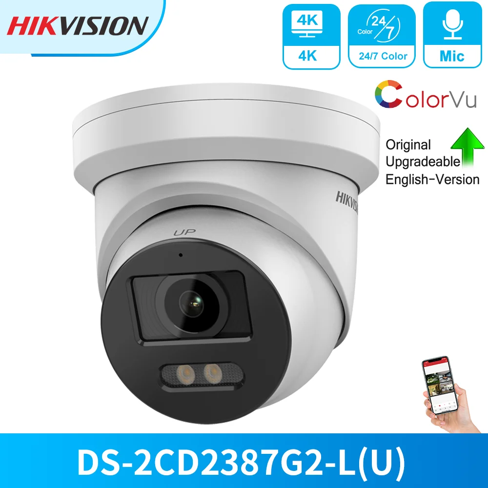 

Hikvision Security 4K COLOR NIGHT CAMERA DS-2CD2387G2-LU 8MP Turret ColorVu CCTV Cameras 24/7 Colorful Night Vision Built-in Mic