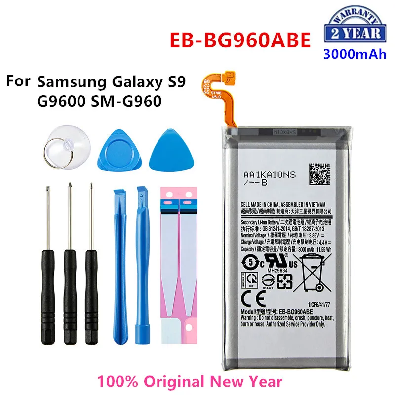 

100% Orginal EB-BG960ABE 3000mAh Battery For Samsung Galaxy S9 G9600 SM-G960F SM-G960 G960F G960 G960U G960W +Tools