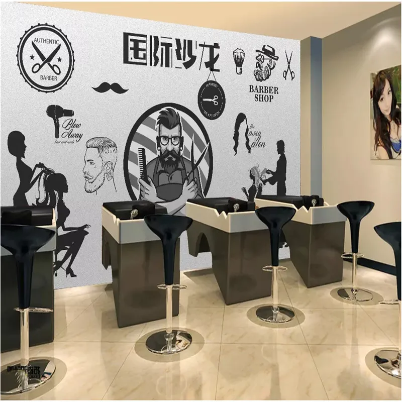 Пользовательский Европейский ретро парикмахерский настенный бумажный 3D фон для