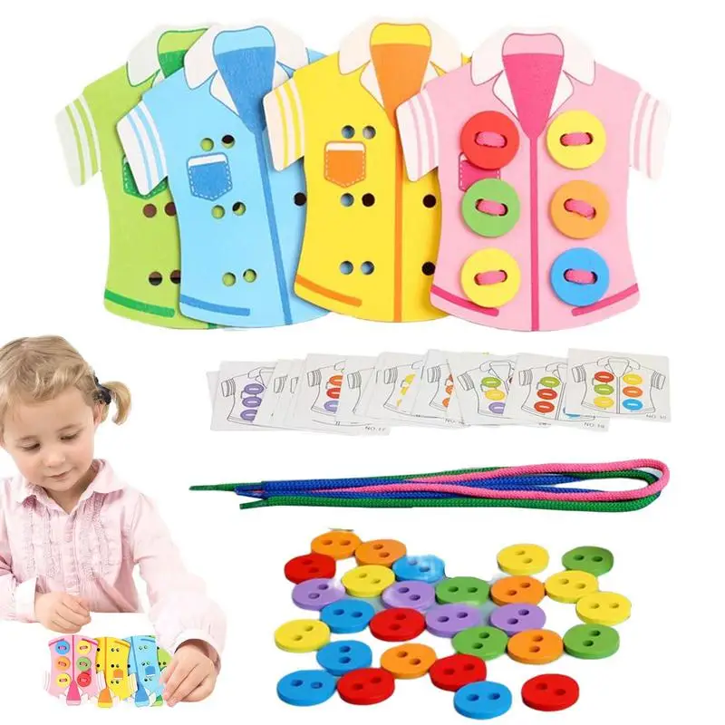

Basic Life Skills Toys Montessori Dress Practice Clothes String Toy Fine Motor Skills Development Teaching Aids For Kids