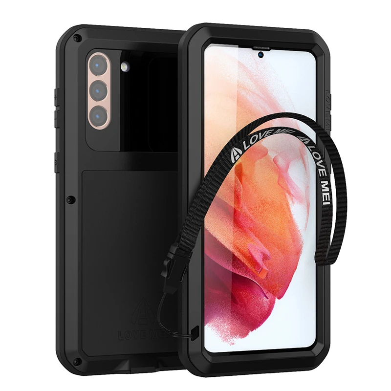 

For Samsung Galaxy S21 S21+ S21Ultra Case Original Lovemei Aluminum Metal+Gorilla Glass Shock Heavy Duty Protection Doom Armor