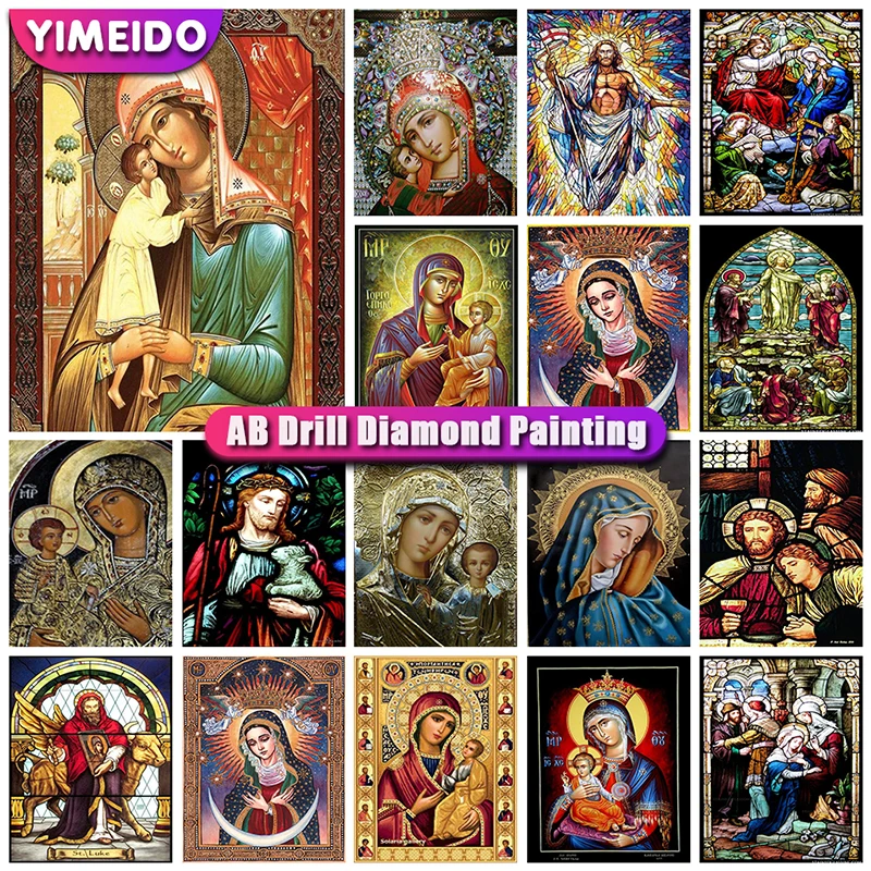 

YIMEIDO AB Diamond Mosaic Religion Portrait Painting DIY Needlework Diamond Embroidery Icon Cross Stitch Kit Rhinestones Picture