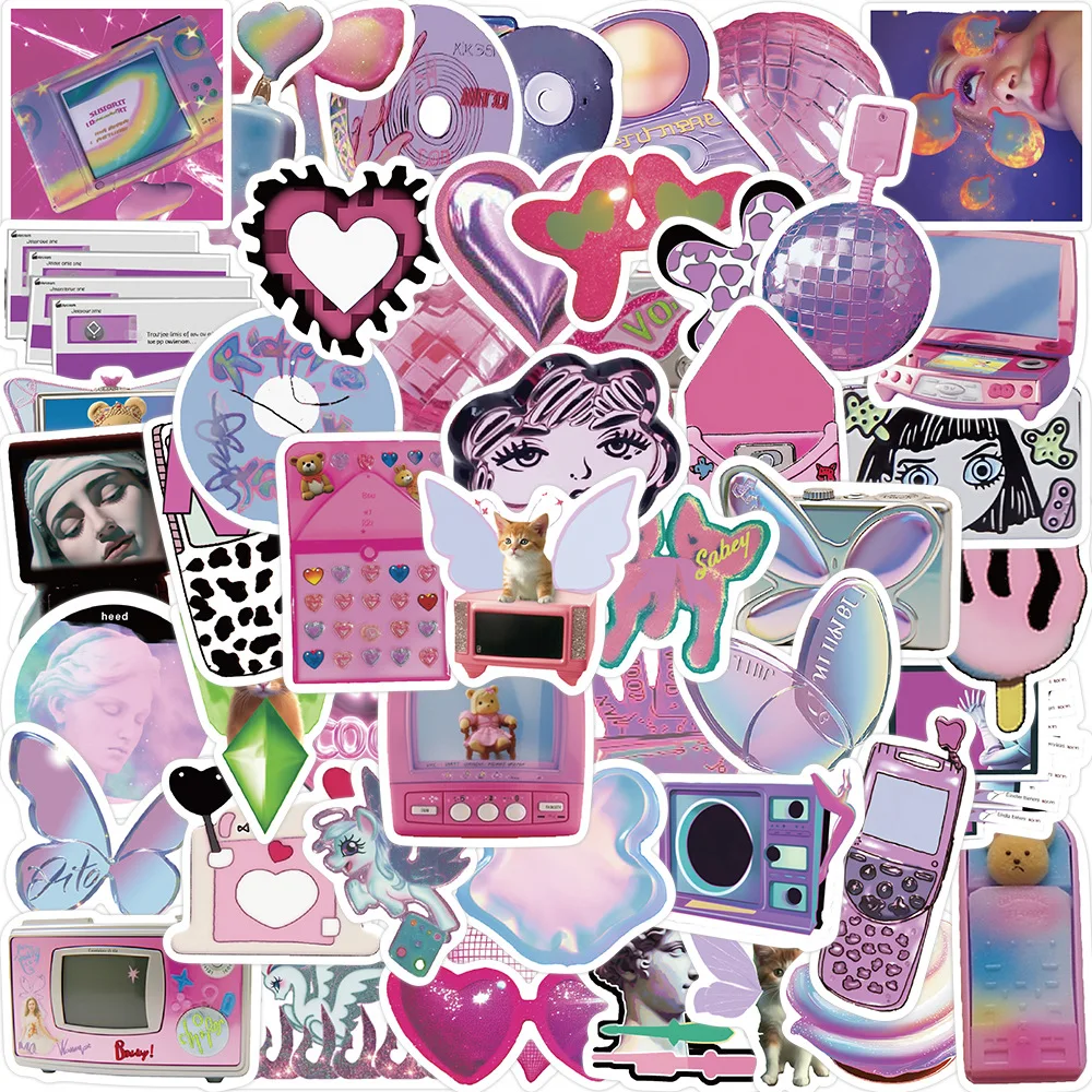 

10/25/50Pcs Purple Psychedelic Steam Wave Style Stickers Kawaii DIY Scrapbooking Diary Laptop Luggage Waterproof Kid Sticker