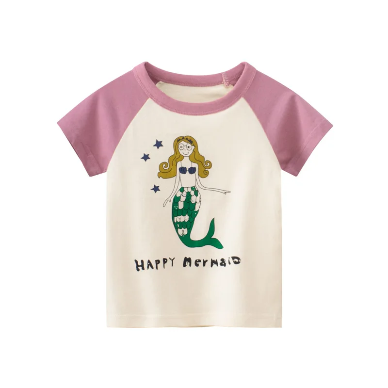 

2022 Summer New Girls' Short Sleeved T-shirt Korean Baby Clothes Children's Printed Top Boutique Outfits Baby Girl Birthday