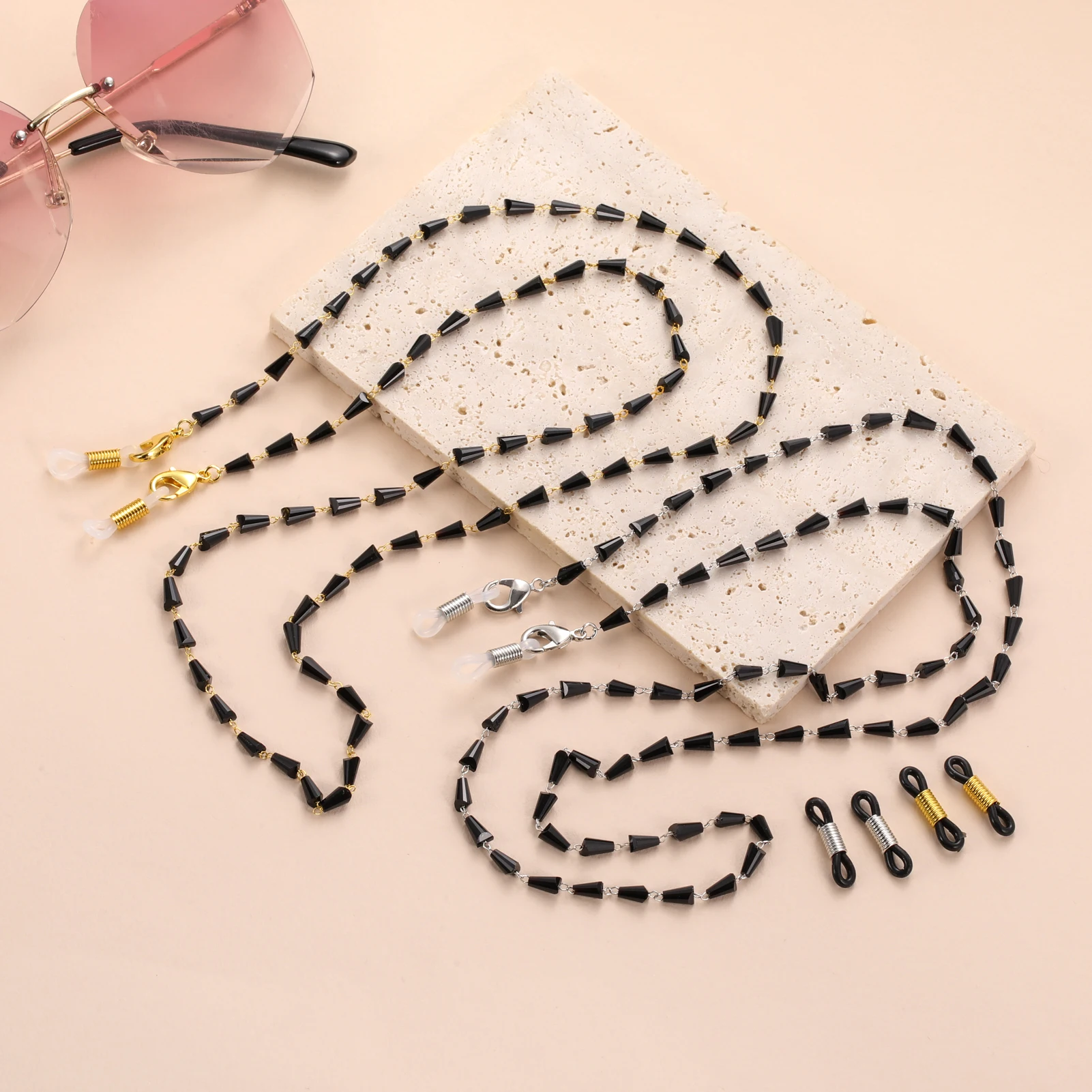 LIKGREAT новый дизайн черная цепочка для очков с бисером красочные хрустальные
