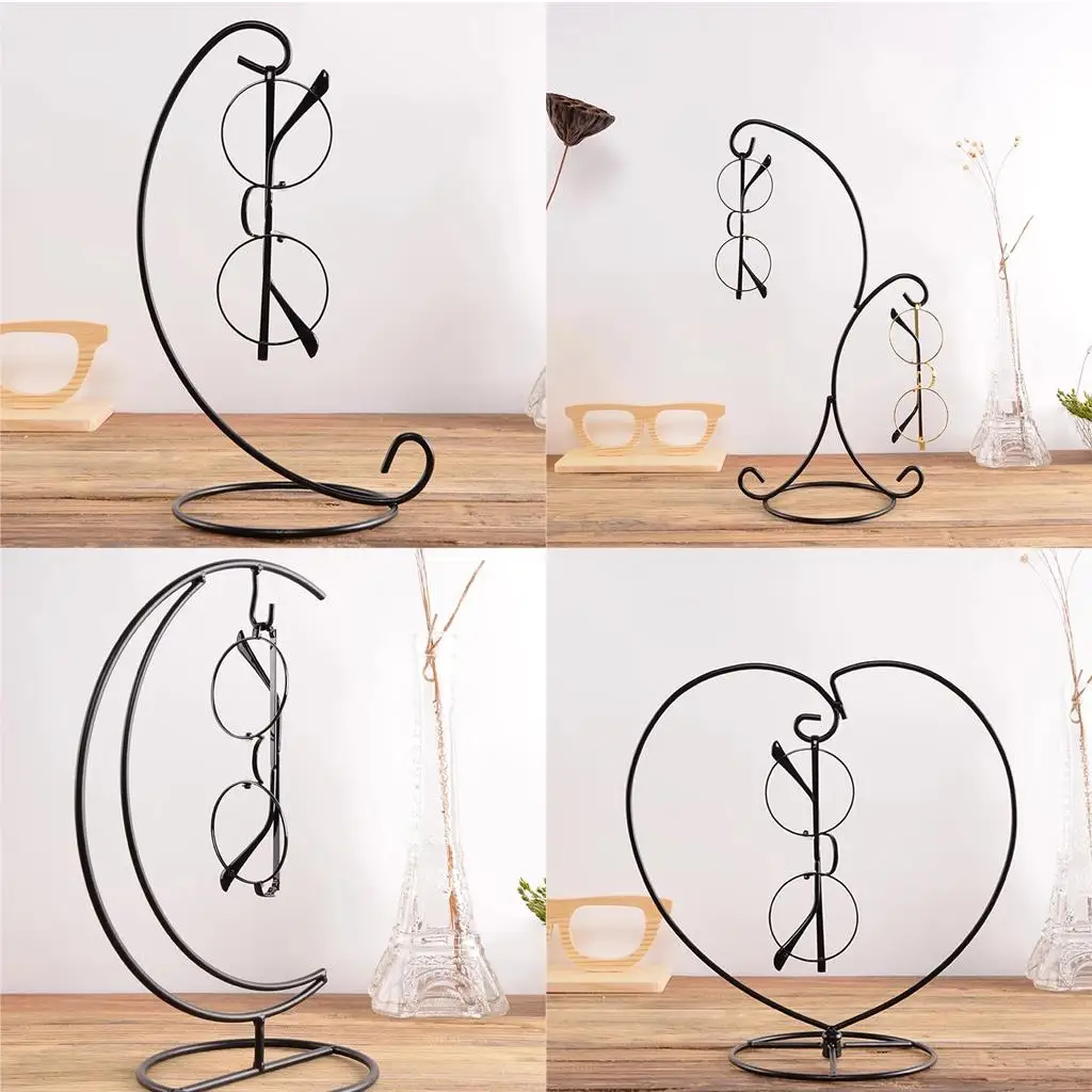 

Black Eyeglass Holder Stand Glasses Display Rack with Hook Home Decor