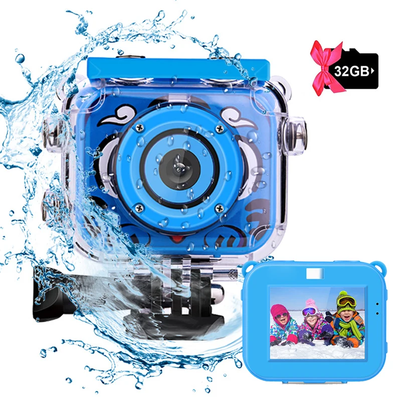 

Kids Camera Mini Digital Camera 2.0 Inch LCD Screen Video Photo Camera Waterproof 1080P Underwater Photography Baby Camera