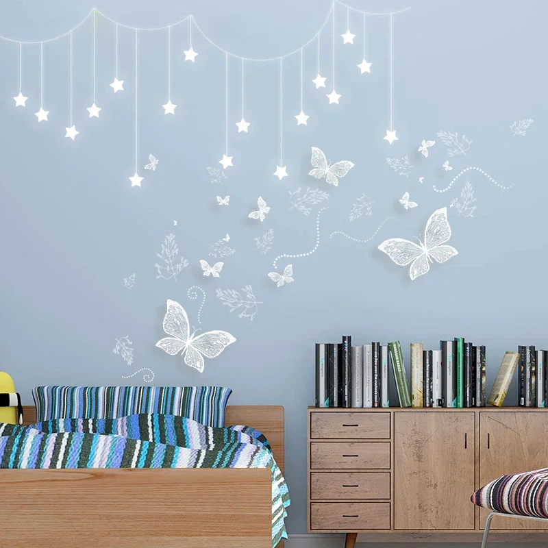 Лунная звезда бабочка наклейки на стену детская комната потолок крышу фреска