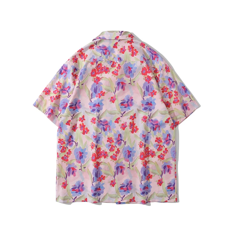 Short Sleeve Printed Shirt Cuban Collar Vintage80 Japanese Hawaiian Men and Women Hong Kong Style Top Men