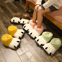lovely panda claw slippers women indoor household soft sole winter indoor household wool shoes home slippers