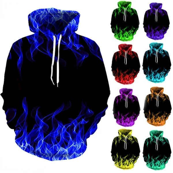 

Colorful Flame Hoodie Men Women 3D Digital Fire Printed Hooded Pullover 2022 Autumn Casual Funny Unisex Sweatshirts Streetwear