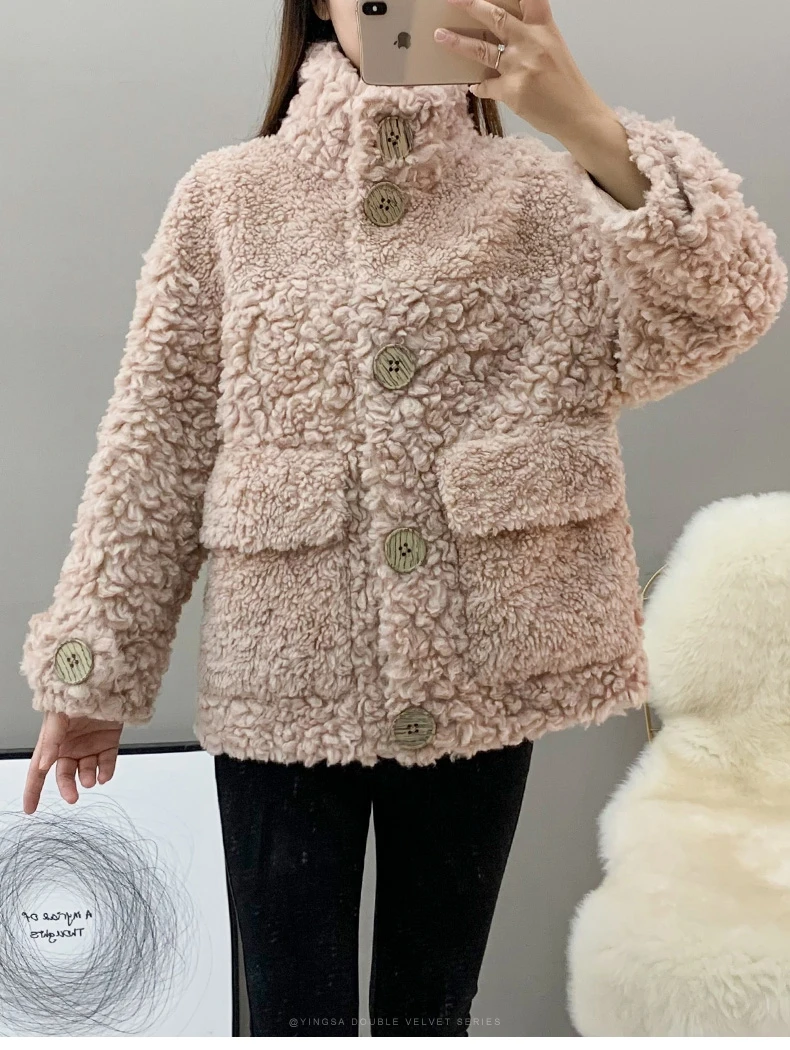 Furyoume 2022 Winter Women Real Fur Coat Knitting100% Wool Turn-down Collar Thick Warm Outerwear Brand Fashion Luxury Streetwear enlarge