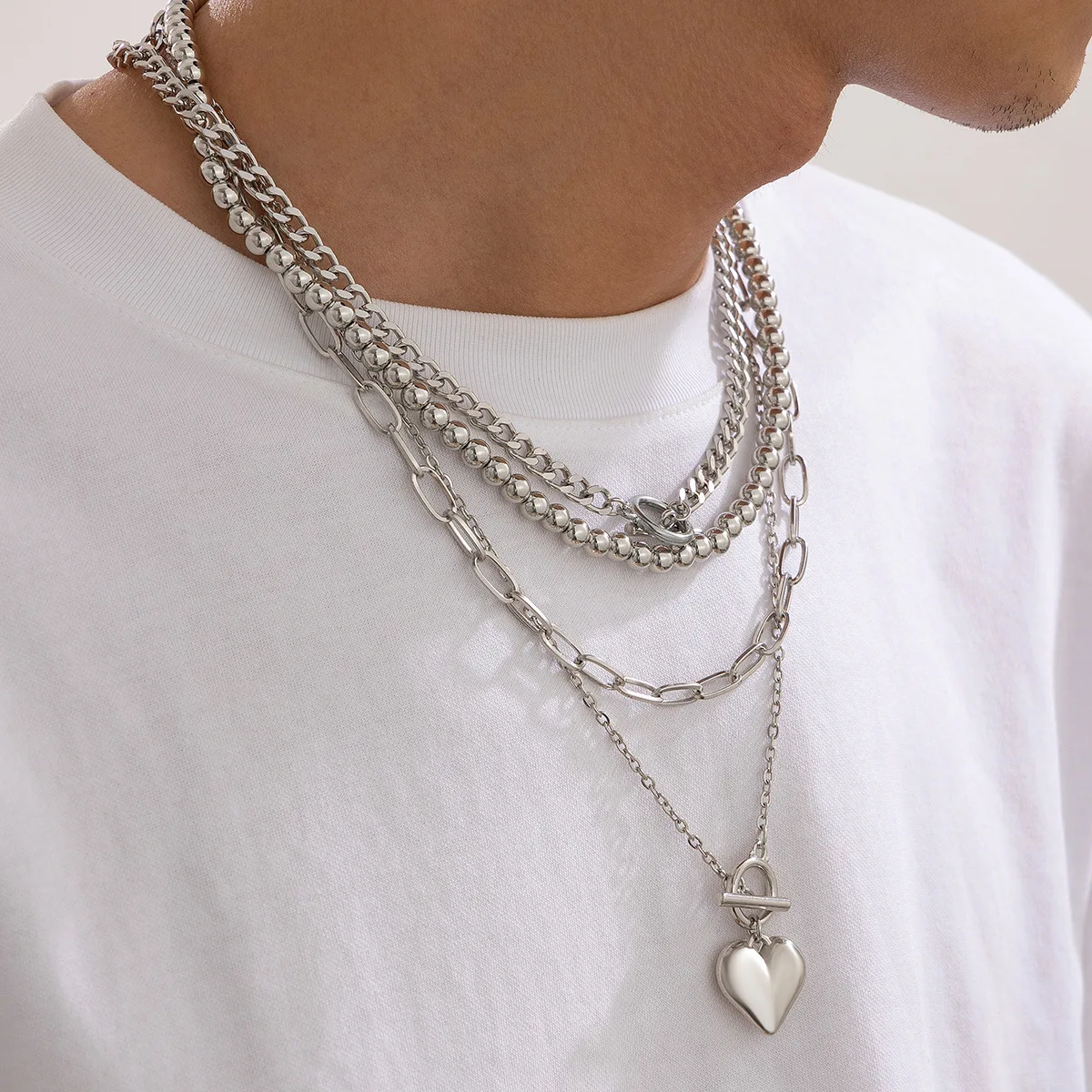 4 шт./компл. модное ожерелье с подвеской в форме сердца CCB металлическая цепочка из