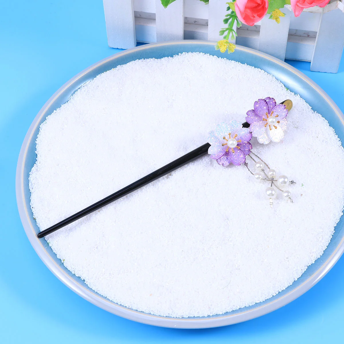 Акриловая заколка для волос винтажная палочка женщин цветы белый древний стиль