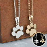 gold silver chain cute paw print kitten dog cat necklace puppy kitten pendant unisex