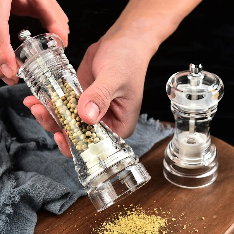 

Acrylic Grinder Salt Pepper Mill Grinder Manual Pepper Grinder Salt Spices Mill Shaker Transparent Grinding kitchen Tool