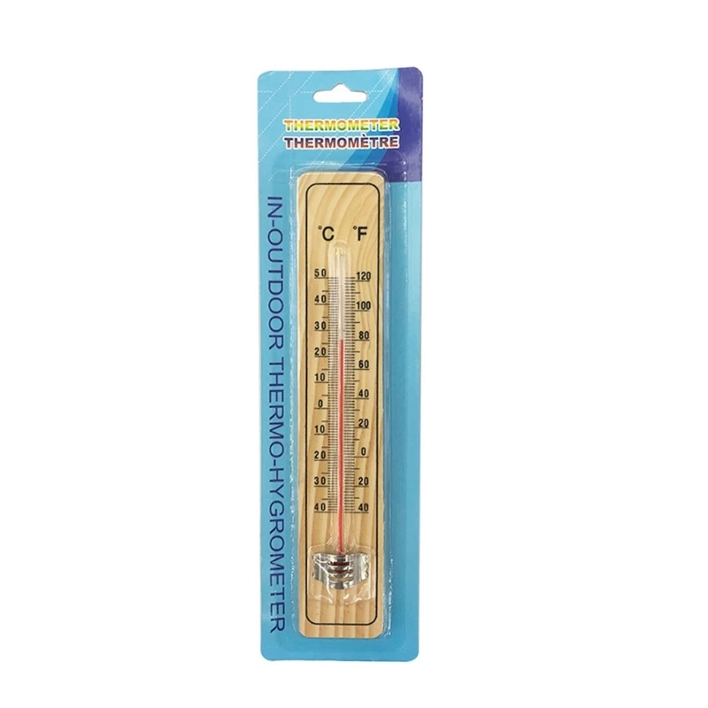 

Y1UD Wood Wall Hangs Thermometer Indoor Outdoor Temperature Meter Garden House Garage