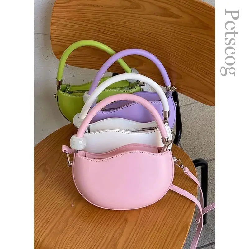 

Симпатичные дамские сумки на плечо с жемчужным дизайном, кошелек с верхней ручкой в форме полумесяца, Повседневная модная сумка через плечо для женщин, сумка Y2k для девушек