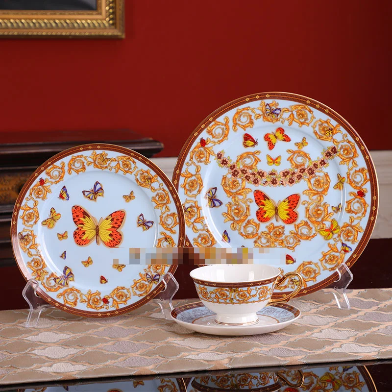 

European bone china plate, Western tableware, domestic steak plate set, ceramics