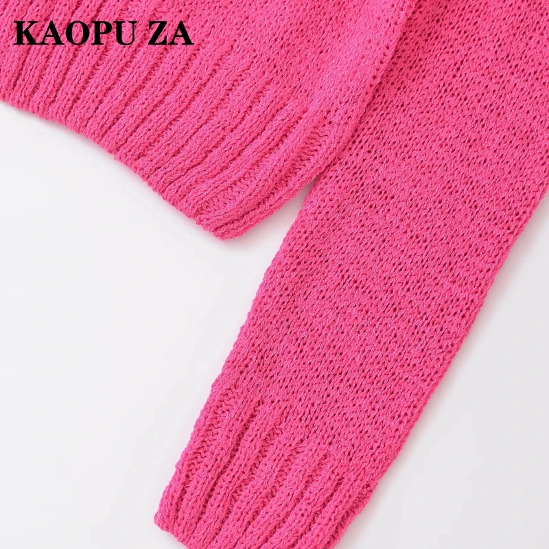 KAOPU ZA 2024 осень новый милый курортный стиль красный вязаный свитер с длинным