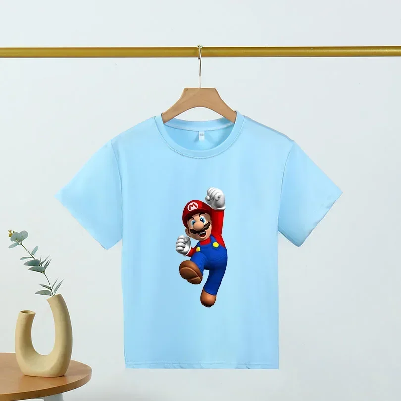 Детские Футболки Super Mario Bros Летние Топы С Короткими Рукавами 2024 Милая Уличная