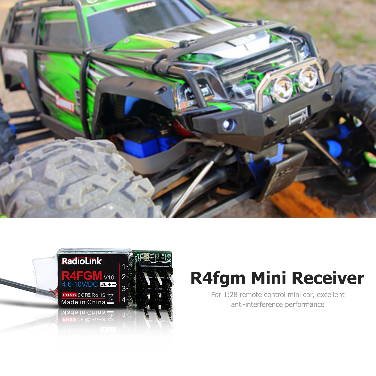 

4-канальный мини-приемник R4FGM с гироскопом для 1/28 1/64 RC Drift Car RC4GS V2/RC6GS V2 радиоприемник с дистанционным управлением