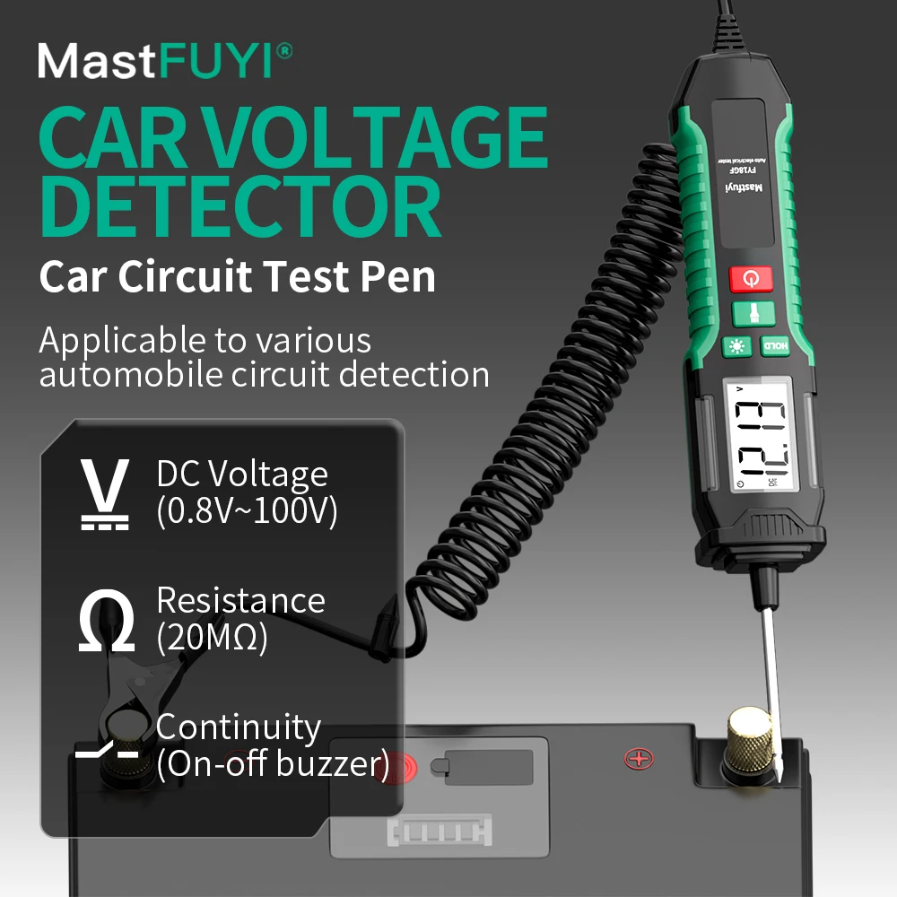 Фото MASTFUYI Автотестер 100V DC - Детектор напряжения/сопротивления/цепи для автомобилей, грузовиков, мотоциклов №1